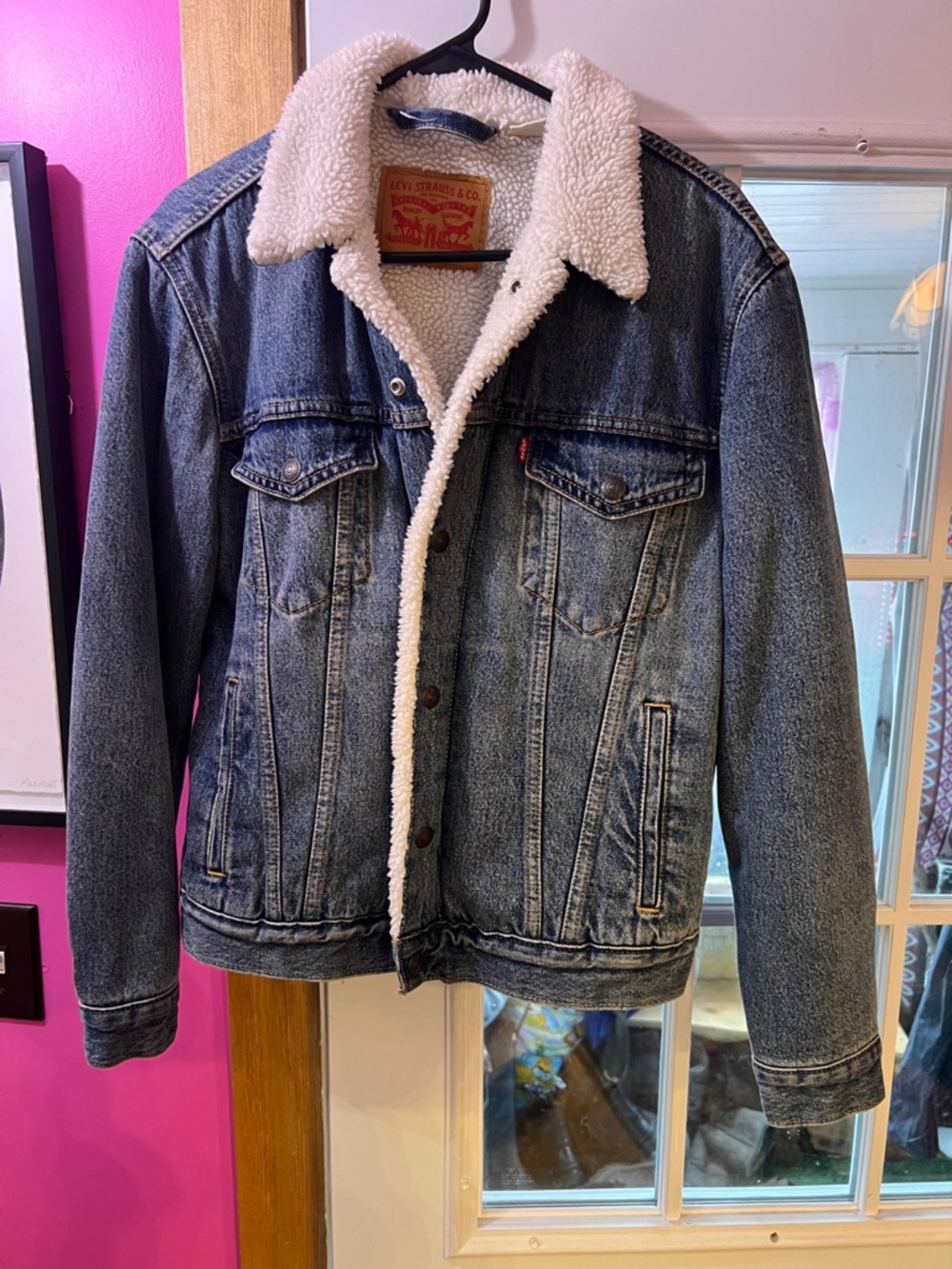 Levi's Blue Denim Jacket with Cream Sherpa Lining